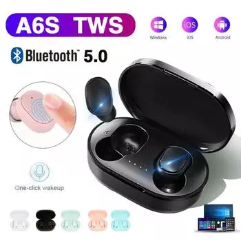 A6S Беспроводная Bluetooth-гарнитура 5.0 Наушники Наушники Bluetooth Спортивные наушники-вкладыши Гарнитура с микрофоном белый