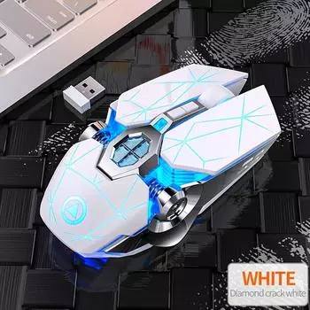 A7 2.4G беспроводная бесшумная игровая мышь с семицветной RGB-подсветкой, 3600 точек на дюйм, перезаряжаемая игровая мышь, аксессуары для ПК-геймеров белый