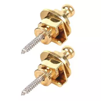 A# 2pcs Bass Electric Guitar Strap Lock Button Anti-slip Belt Nails (Gold)