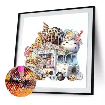A# 4pcs 5D DIY Partial Special Shaped Drill Diamond Painting Gnomes Trucks 30x30