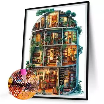 A# 5D DIY Full Round Drill Partial AB Diamond Painting Hosue Kit Art Decor 45x55