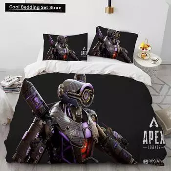 A-Apex Legends Game Gamer Cartoon Comforter Постельный комплект, пододеяльник, постельный комплект, пододеяльник, наволочка, комплект постельного белья размера «king-size» EU single(135x200cm)