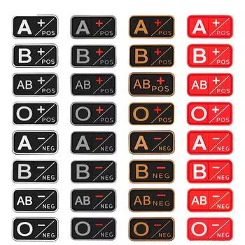 A + B + AB + O + POS A- B- AB- O- 3D нашивка с группой группы крови, военная армейская EDC, нарукавная повязка из ПВХ, значок на сумке