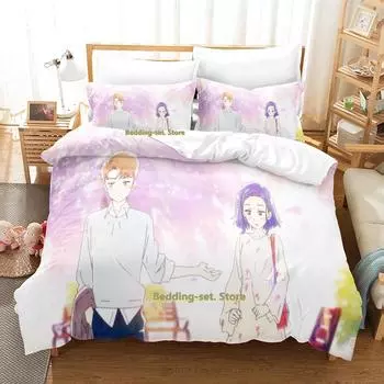A Day Before Us Bedding Set Single Twin Full Queen King Size Bed Set Adult Kid Bedroom Duvetcover Sets Anime Bed Sheet AU Single(140x210cm)