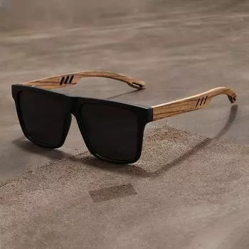 A Pair of Multicolored Walnut Half-Frame Non-Prescription Glasses, Ultra-Lightweight, with a PC Frame And AC Lenses, Stylish Eyewear