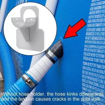 A# Pipe Holder for Intex Above Ground Pool Hose Outlet Mount w/ 2 Clamp (Grey)