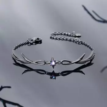 A punk style twilight black feather diamond alloy bracelet for women, an exquisite gift for women чёрный