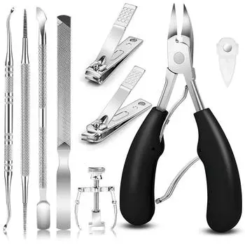 A Sturdy Toenail Clipper Set Suitable for Thick Nails and Internal Nails, with 7PC Stainless Steel Toenail Clippers for Trimming чёрный