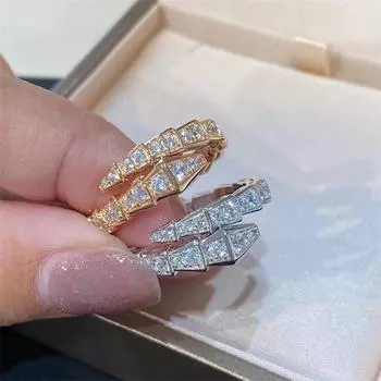 Aaa Cubic Snake Регулируемые кольца оригинального качества модное подиумное кольцо для женщин брендовые ювелирные изделия любители подарки Z409 золотой