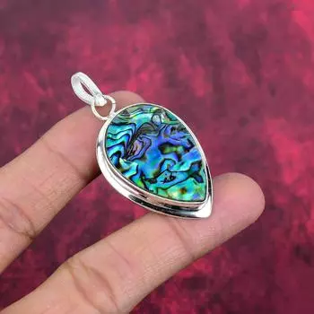 Подвеска из цельного серебра 925 пробы с ракушкой Abalone Shell, ювелирные изделия с подвеской из драгоценных камней ручной работы, подарки для жены, абсолютно новый кулон 2.36 Inches синий