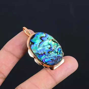 Драгоценный камень из ракушки абалона, великолепная медная бижутерия ручной работы, подвеска AAA+ 2.01 Inches синий