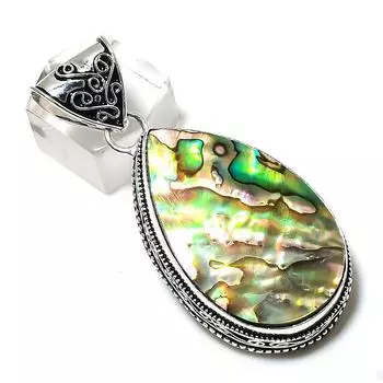 Abalone Shell Gemstone Handmade 925 Sterling Silver Jewelry Pendant 2.21 P8L79