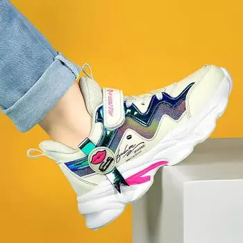 ABC/Lun Run Genuine Children s Shoes Non-slip Soft Sole Middle School Children s Winter Elementary School Tide Shoes Full Microfiber Sports Girls Sh 31 Shoe inner length 205mm розовый