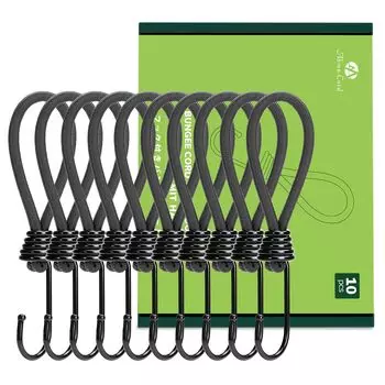 Abma Cord Stretch Cord Rubber Общая длина Набор из эластичного шнура с амортизирующим крюком Shock Guyline Shock Camping Hook, 15/18/20/23 см, 10 шт., Крючок, Шнур, Палатка, Брезент,