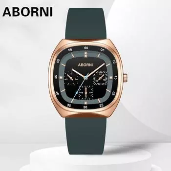 ABORNI модные большие часы с силиконовым ремешком, наручные часы с тремя стрелками, кварцевые часы, женские водонепроницаемые женские часы