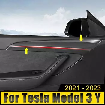 ABS Автомобильная дверная ручка рамка отделка подлокотник полоса декоративная крышка полоса наклейка аксессуары для Tesla Model 3 Y 2024 2024 2024 2024 чёрный