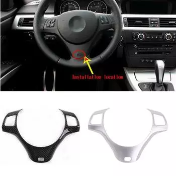 Наклейка на рамку рулевого колеса автомобиля ABS, подходит для BMW 3 серии E90 E92 2005-2012, салон автомобиля серебряный