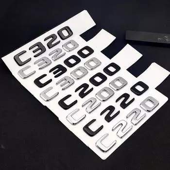 ABS черный хром 3d буквы для багажника автомобиля значок B/enz C200 C320 C220 W204 W205 W206 буквы эмблема наклейка аксессуары C200 чёрный