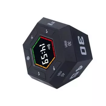 ABS Timer Cube Timer For Kids And Kitchen Cooking Countdowns Hexagon Visual Flip Electronic Timer