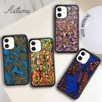 Abstract African Art Pattern Phone Case for iPhone 11 12 13 14 Pro Max mini X XR XS SE 2020 6S 7 8 Plus Galaxy S21 S22 shell iPhone 6plus