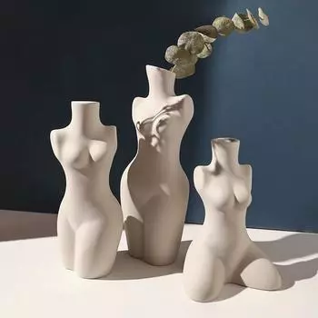 Abstract Human Body Vase, Ceramic Body Vase, Dried Flowers, Table Decoration, Living Room, Office, Home Decor