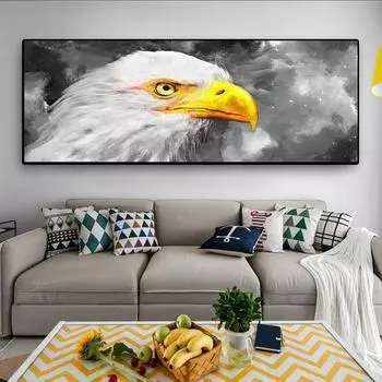 Абстрактная картина маслом с изображением животных, орла, лица, желтых губ, плаката и гравюры, настенная живопись для гостиной, дома 20cm40cm NoFrame
