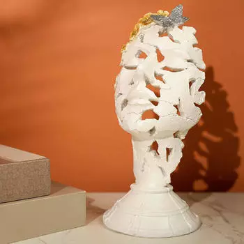 Абстрактная скульптура лица, декоративная статуэтка мыслителя, предмет для офиса белый