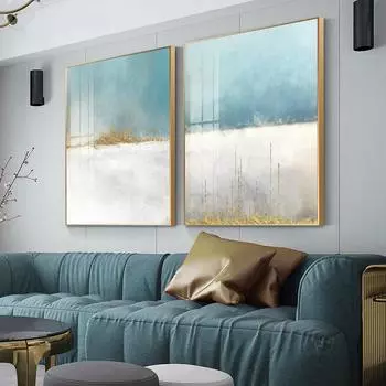 Абстрактная струящаяся цветная картина на холсте Nodic Baby Blue, печать плакатов, уникальные настенные художественные картины для гостиной, спальни, домашний декор 21cm30cm NoFrame