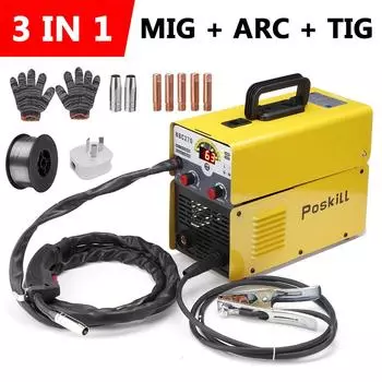 AC 220 В 3 в 1 MIG/ARC/TIG электросварочный аппарат ЖК-цифровой ручной сварочный инвертор инструмент