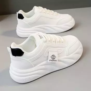Academy style retro lace-up little white shoes women s new platform running bread shoes versatile sports shoes 35