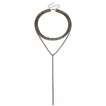 Accessories, Black Multi-Layer Versatile Neck Chain, Long Fringed Necklace Jewelry