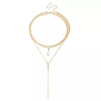 Accessories Bohemian Retro Feng Shui Drop Snake Chain Collarbone Chain Personalized Trend Multi-Layer Necklace золотой