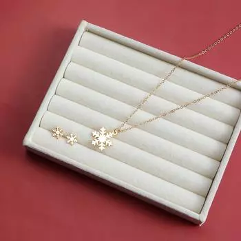 Accessories Christmas Element Necklace New Year S Snowflake Creative Simple Personalized Stud Earrings Necklace Set золотой
