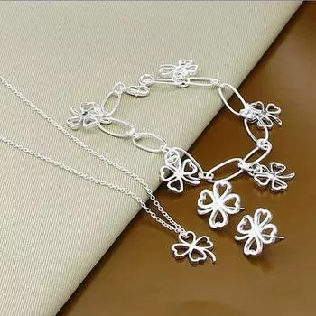Accessories Clover Pendant Necklace Bracelet Earrings 3-Piece Set Exquisite Jewelry Women S Accessories Same
