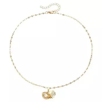 Accessories, Copper-Encrusted Zirconium Strands, Empty Shell Imitation Pearl Necklace, Collarbone Lip Chain Necklace, Hot Girl золотой