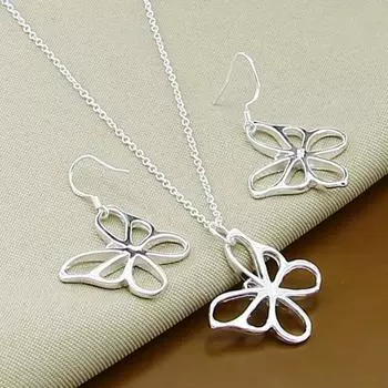 Accessories Empty Butterfly Necklace Earrings Set T136