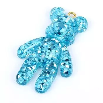 Accessories Glitter Flatback Little Bears Pendant Bracelets Charm DIY Drop Necklace Bear Keychain blue