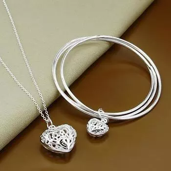 Accessories Linglong Ball Net Heart Necklace Bracelet, Set T127