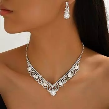 Accessories, Popular Bridal Imitation Pearl Set, Necklace, Earrings, Two-Piece Wedding Banquet Accessories
