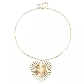 Accessories, Retro Temperament Exaggerated Heart-Shaped Necklace Women, Personalized Simple Burr Necklace Earrings Set