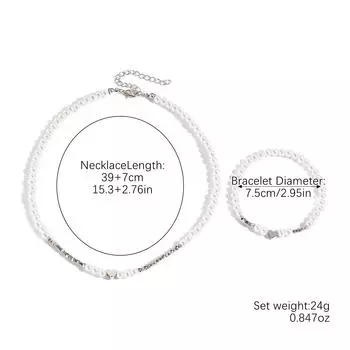 Accessories, Summer Jewelry, Light Luxury And Exquisite Style, Baroque Pearl Bracelet Necklace Set For Women