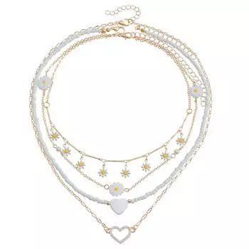 Accessories, Temperament, Small Fragrance, Multi-Layer Love Necklace, Trendy And Sexy Laminated Collarbone Chain For Women золотой