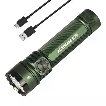 ACEBEAM E75 Яркий светодиодный фонарик 4500 люмен Высокая яркость Мощный перезаряжаемый IP68 Водонепроницаемый Маленький удобный фонарь Рабочий фонарь для кемпинга