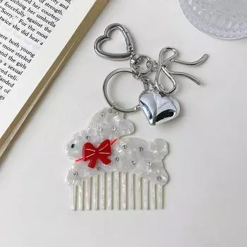 Acetic Acid Acetate Comb Pendant Cute Animals Bag Pendant Kawaii Bow Cat Keychain Backpack Decor Style 2