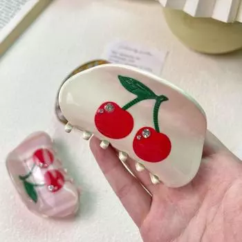 Acid Diamond-Encrusted Fruit Element Hair Coiffure Cherry Hair Claw Korean Style Hair Clip Cute Shark Clip Women s Accessories