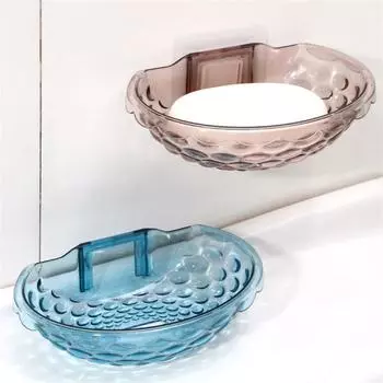 Acrylic Drainage Soap Rack Wall Mounted No Punching Transparent Non-slip Damp-proof Soap Racks Home Kitchen Bathroom Accessories