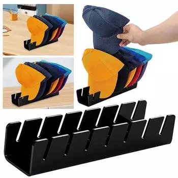 Acrylic Hat Organizer For Baseball Caps, Hat Holder For 7 Baseball Caps, No Install, Display Stand For Bedroom, Closet чёрный