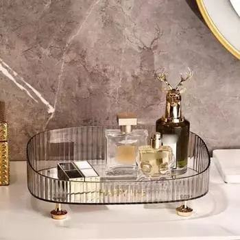 Acrylic Vanity Tray Multipurpose Cosmetics Organizer Practical Makeup Organizer Bathroom Storage серый