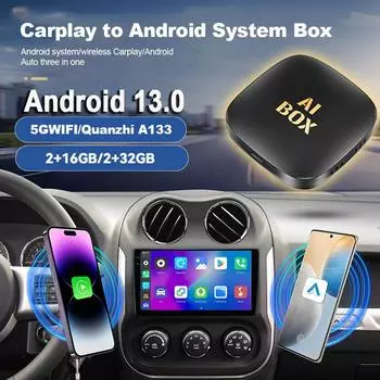 Адаптер CarPlay 3 в 1, проводной, беспроводной, Car Play и Android 13.0, автомобильный смарт-бокс AI WIFI Bluetooth V5.0 для Netflix Youtube