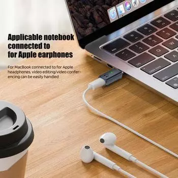 Адаптер для наушников USB-C - аудиоадаптер USB Type C Male to Female для наушников белый